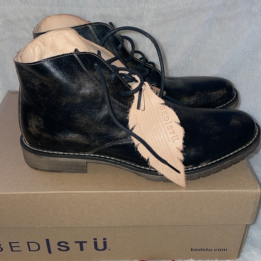 NWT BED|STU Hoover II Mens Black Handwash Leather Lace Up Casual Dress Boots - Picture 4 of 10